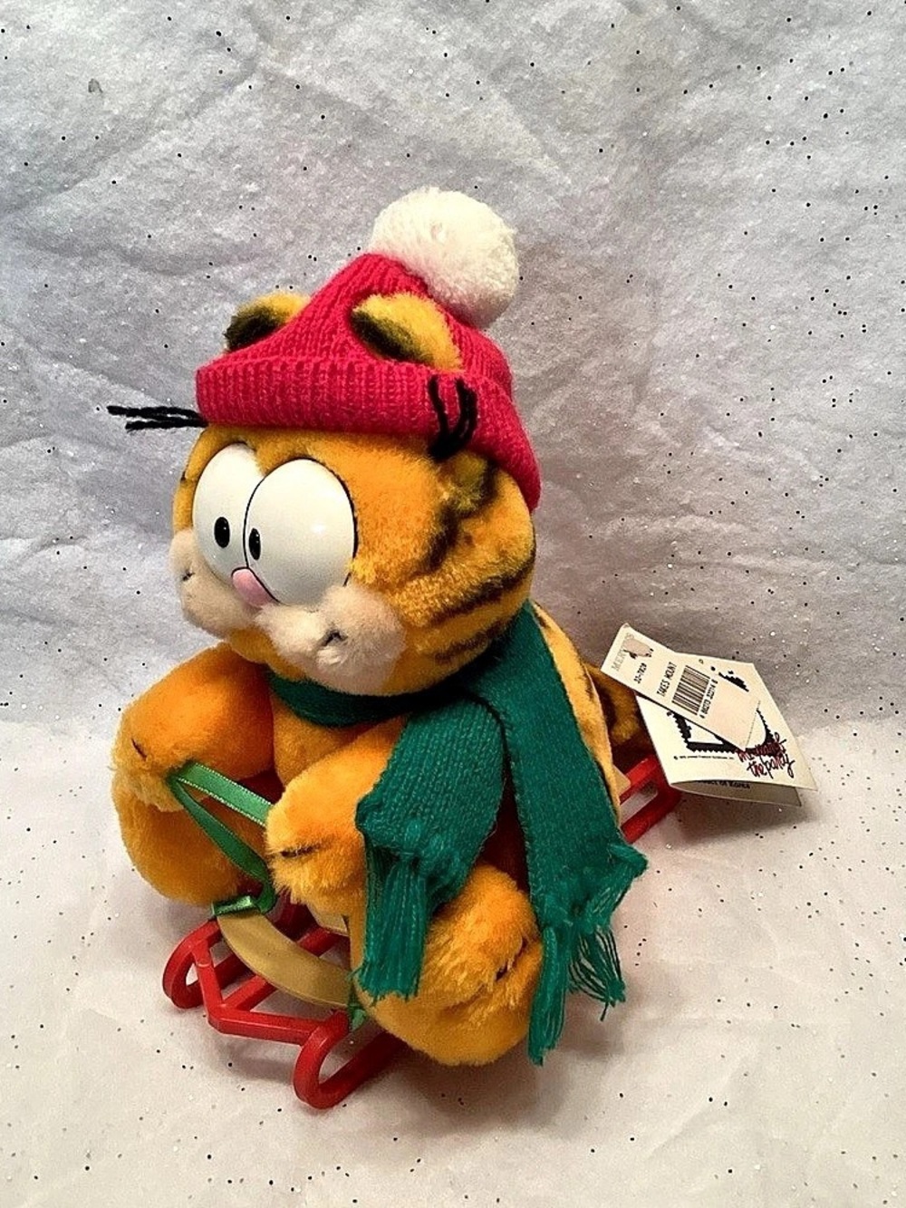 Dakin Garfield 10th Anniversary Plush On Sled With Tags 1988 Happy Birthday VGC - Picture 3 of 5